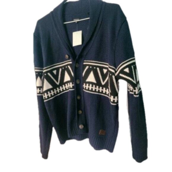 Buffalo David Bitton Cozy Grandpa Men's Button Up Cardigan Sweater Blue Medium - Picture 5 of 15